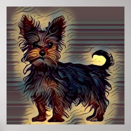 yorkie dog cute yorkshire terrior  picture pop pet poster