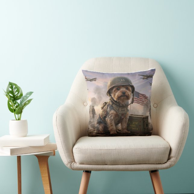 Yorkie Dog Edition | Special Forces Throw Pillow  (Chair)