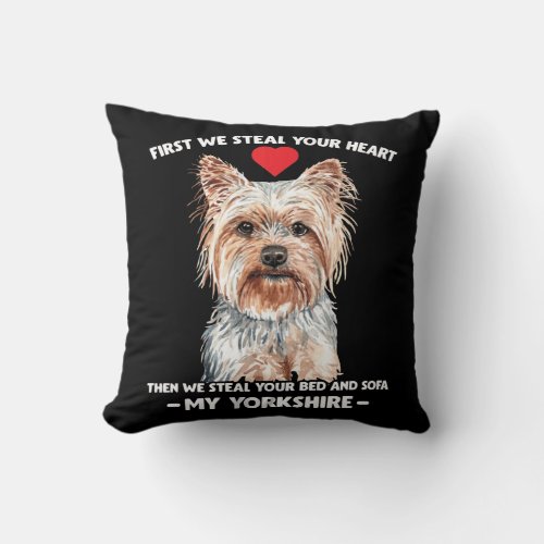 Yorkie dog gift Yorkshire pet lover Throw Pillow