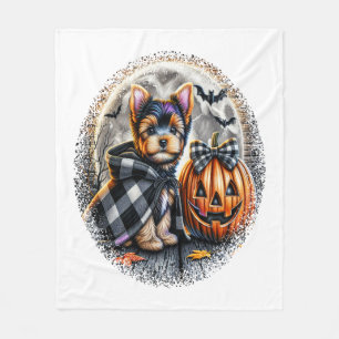 Yorkie Dog Halloween Fleece Blanket