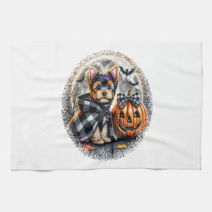 Yorkie Dog Halloween Kitchen Towel