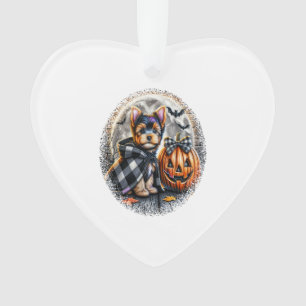 Yorkie Dog Halloween Ornament