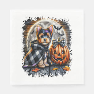 Yorkie Dog Halloween Square Napkins