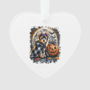 Yorkie Dog Halloween Square Ornament