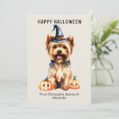Yorkie Dog Happy Halloween Holiday Card (Standing Front)