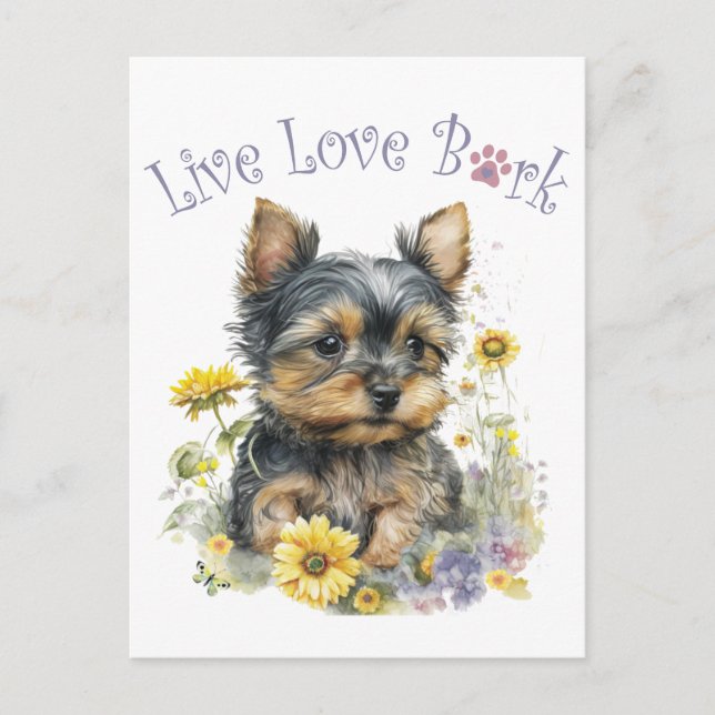 Yorkie Dog Mom Floral Postcard (Front)