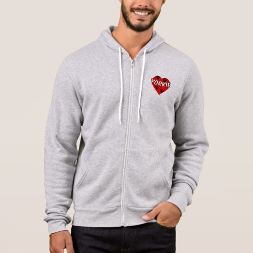 Yorkie Dog Paw Prints And Red Heart Hoodie