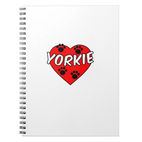 Yorkie Dog Paw Prints And Red Heart Notebook