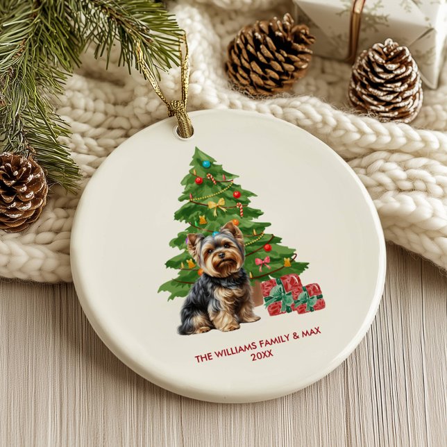 Yorkie Dog Personalized Christmas Ceramic Ornament (Creator Uploaded)
