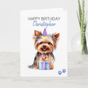 Yorkie Dog Personalized Happy Birthday Card