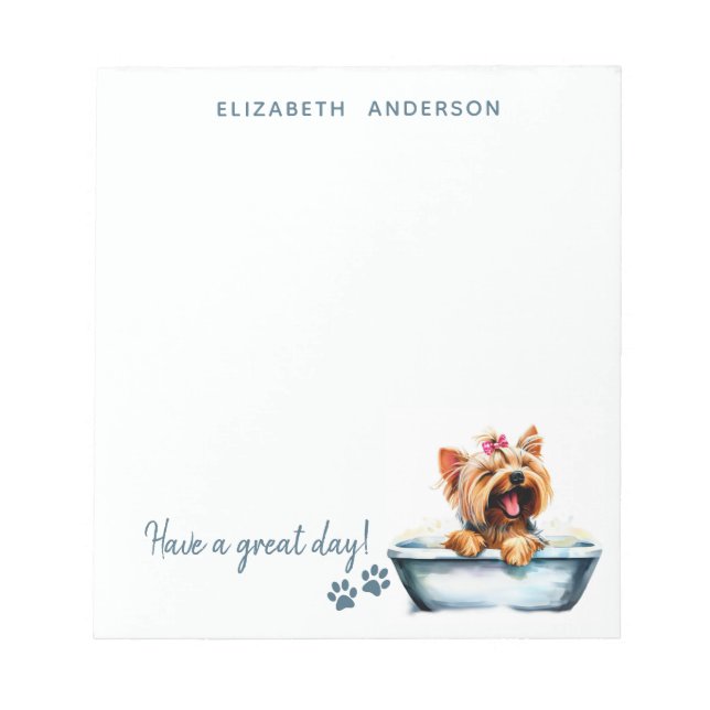 Yorkie Dog Personalized Notepad (Front)