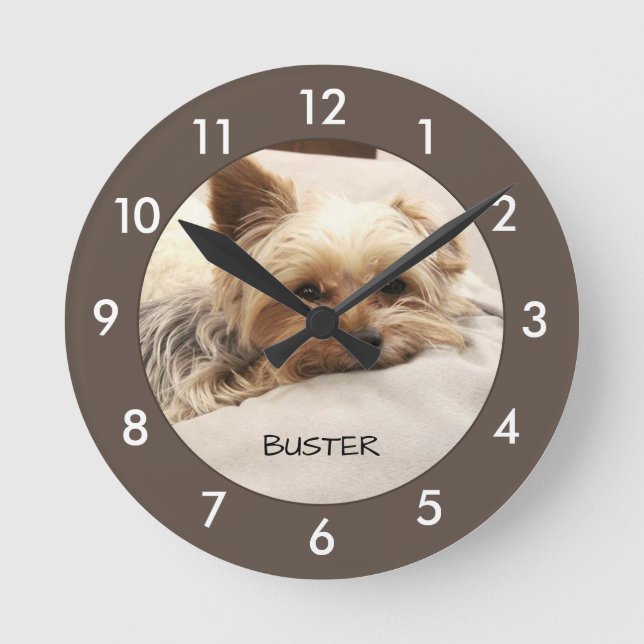 Yorkie Dog Personalized  Round Clock (Front)
