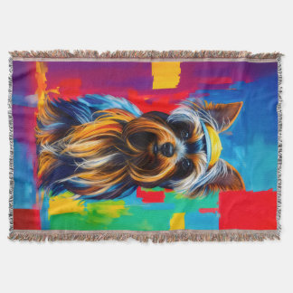 Yorkie Dog Pop Art Throw Blanket