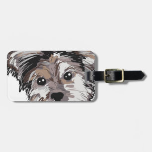 Yorkie Dog Pup Face Sketch Luggage Tag