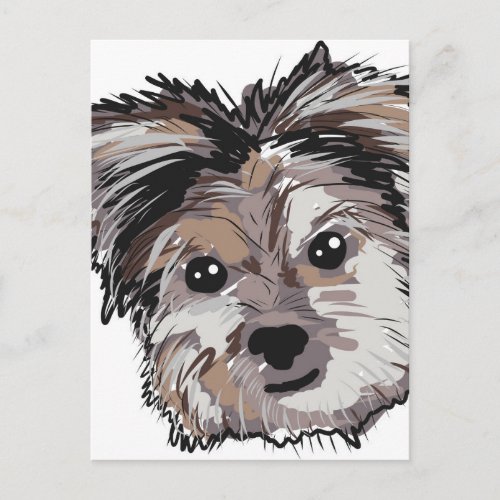 Yorkie Dog Pup Face Sketch Postcard