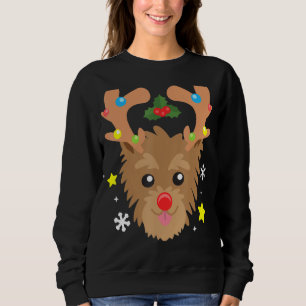 Yorkie Dog Reindeer Funny Cute Dog Mom Dad Christm Sweatshirt