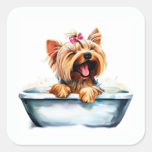 Yorkie Dog Square Sticker