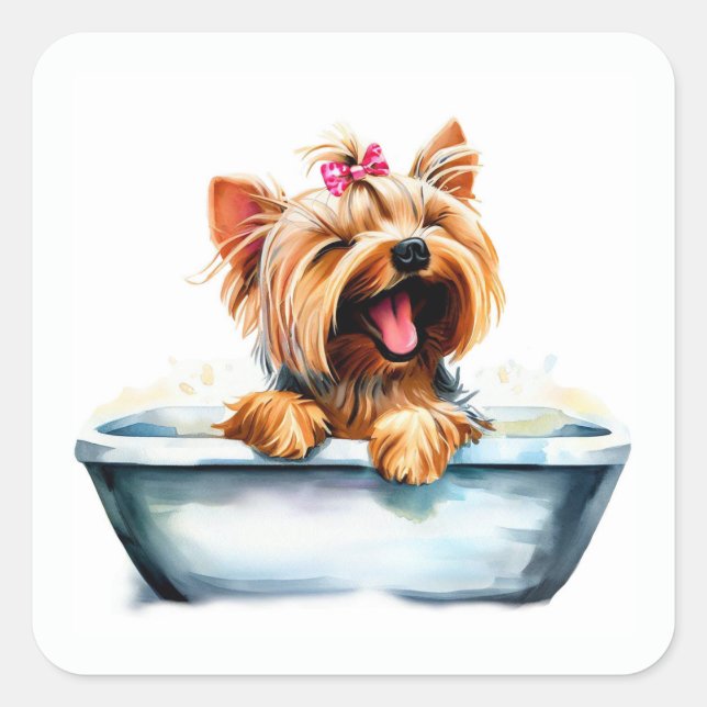 Yorkie Dog Square Sticker (Front)
