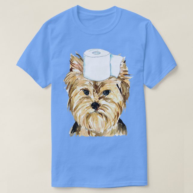 Yorkie dog toilet Painting T-Shirt (Design Front)