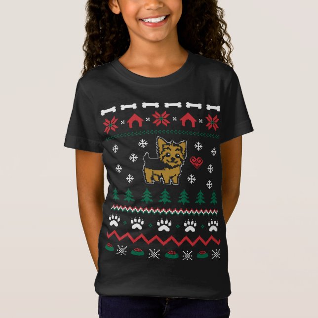 Yorkie Dog Ugly Christmas Sweater Xmas (Front)