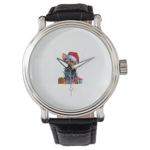 Yorkie Dog Ugly Xmas Lights Santa Hat Yorkie Dog C Watch