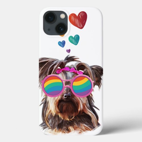 Yorkie Dog with Hearts Valentines Day  iPhone 13 Case