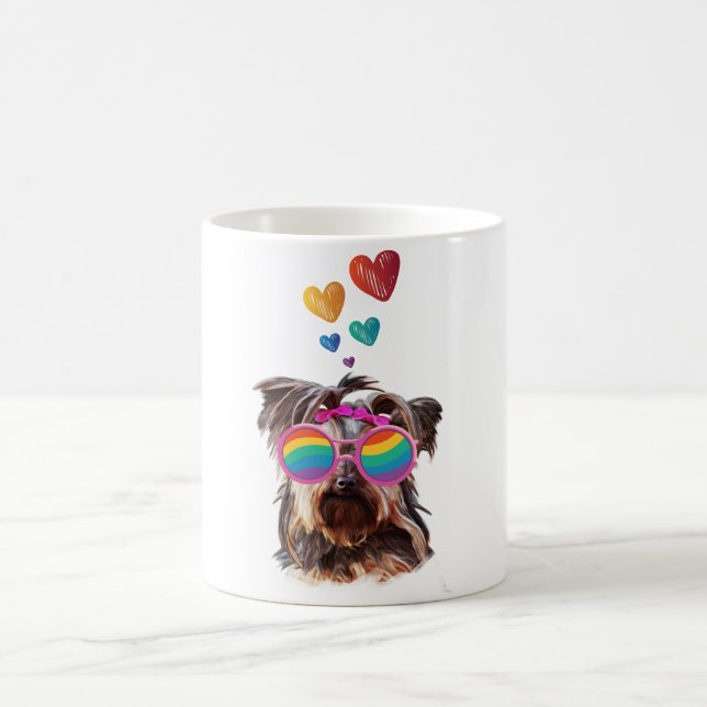Yorkie Dog with Hearts Valentine's Day Coffee Mug (Center)