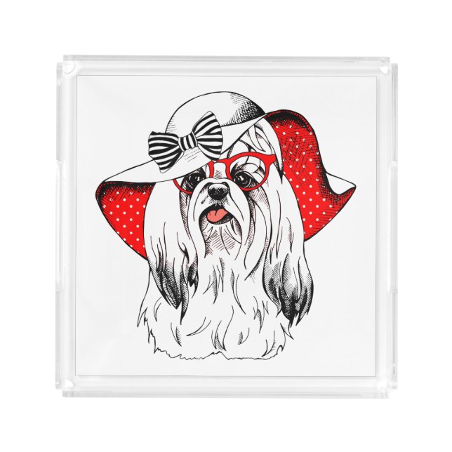 Yorkie Fashion Shoot Acrylic Tray (Front)