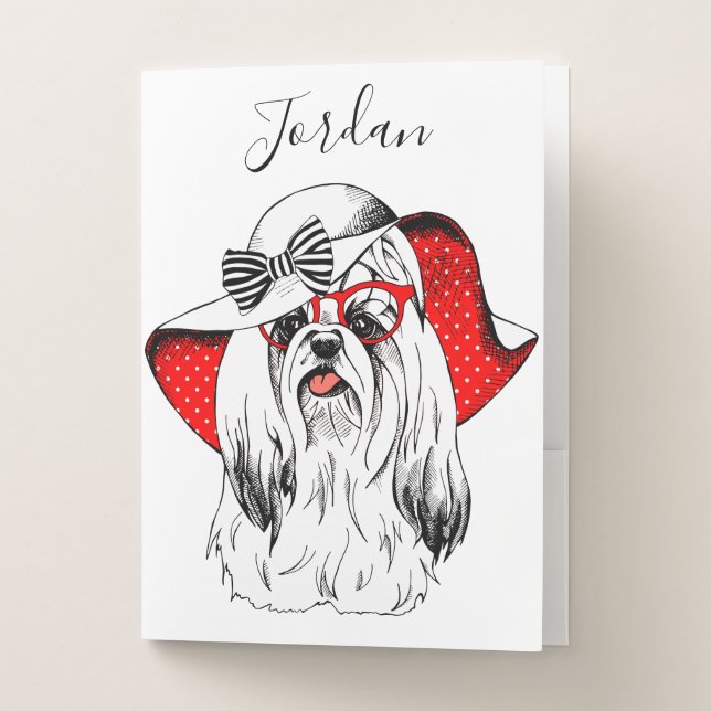 Yorkie Fashion Shoot | Add Your Name Pocket Folder (Front)
