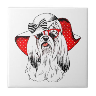 Yorkie Fashion Shoot Ceramic Tile