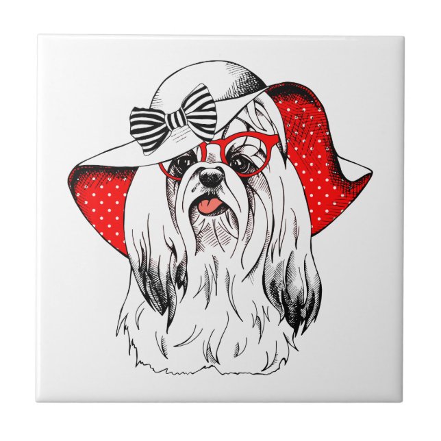 Yorkie Fashion Shoot Ceramic Tile (Front)