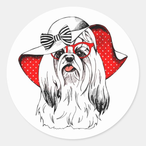 Yorkie Fashion Shoot Classic Round Sticker