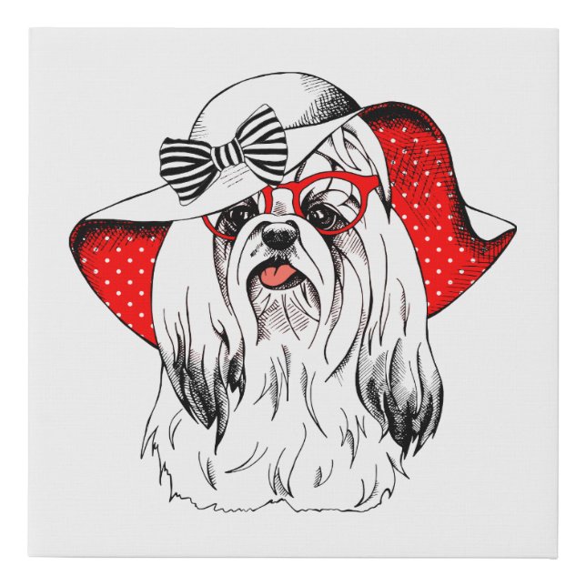 Yorkie Fashion Shoot Faux Canvas Print (Front)