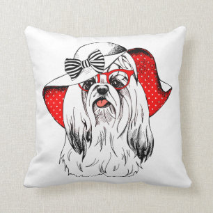 Yorkie Fashion Shoot Throw Pillow