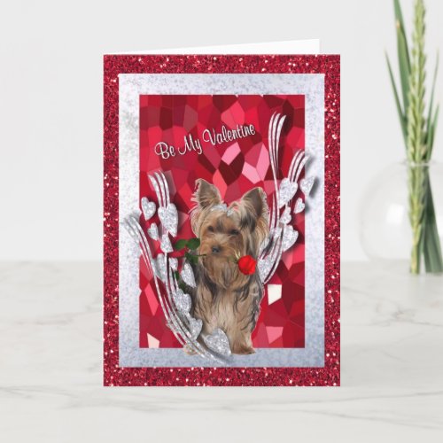 Yorkie Female Puppy Be My Valentine Card