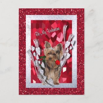 Yorkie Female Puppy Be My Valentine Postcard by 4westies at Zazzle