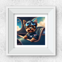 Yorkie Flying In The Airplane AI Generated Dog Art