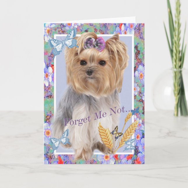Yorkie Forget Me Not Memorial Card (Front)