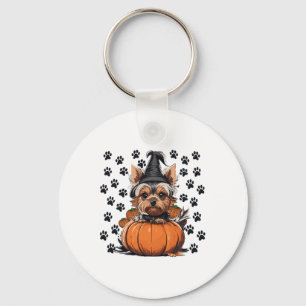 Yorkie Halloween Costume Tee Pumpkin Men Women Kid Keychain