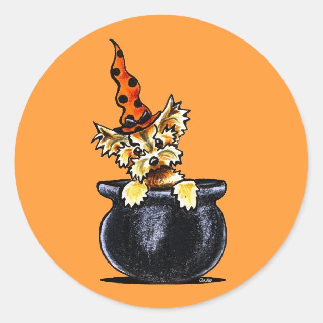 Yorkie Halloween Good Witch Off-Leash Artâ„¢ Classic Round Sticker