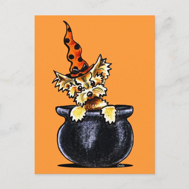 Yorkie Halloween Good Witch Off-Leash Art™ Postcard (Front)