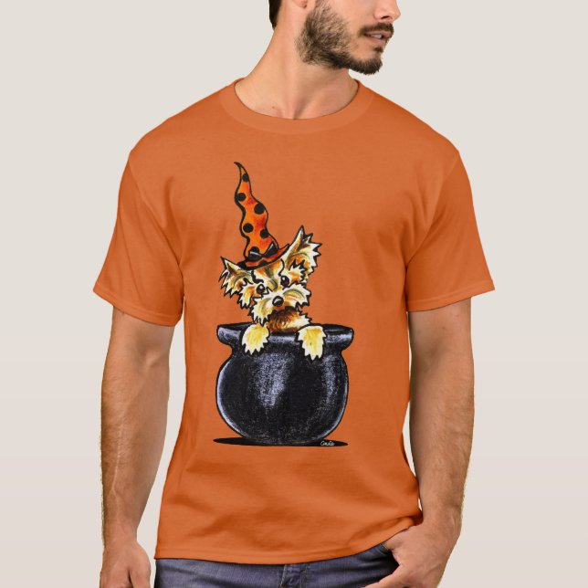 Yorkie Halloween Good Witch Off-Leash Art™ T-Shirt (Front)