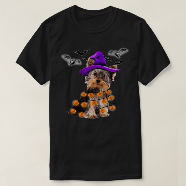 Yorkie Halloween Pumpkin  T-Shirt (Design Front)