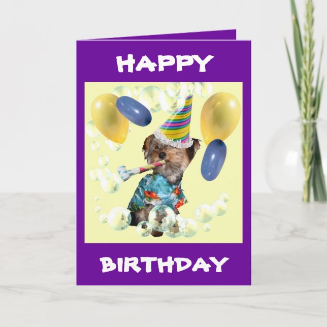 Yorkie Happy Birthday Card (Front)