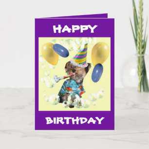 Yorkie Happy Birthday Card
