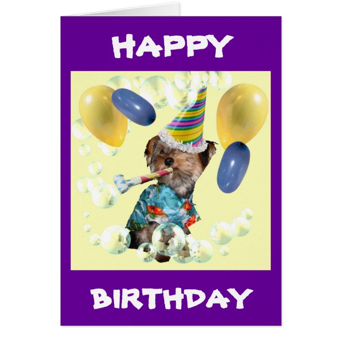 Yorkie Happy Birthday Card