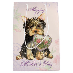 Yorkie Heart Mom Medium Gift Bag