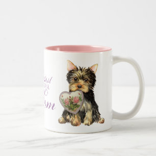 Yorkie Heart Mom Two-Tone Coffee Mug