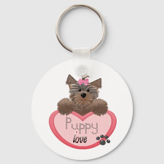Yorkie-heart Puppylove Keychain (Front)