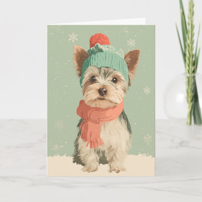Yorkie Holiday Greeting Card (Front)